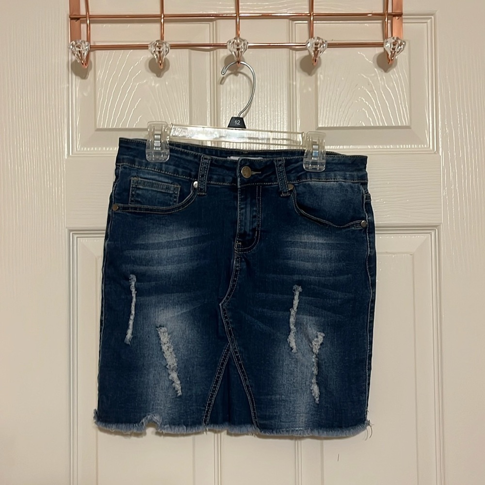 Between Us Dark Wash Jeans Mini Skirt